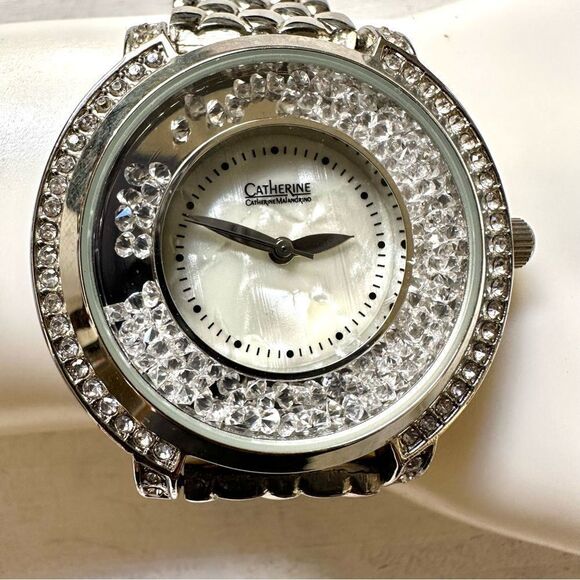 Catherine Malandrino silver tone bling rhinestone watch - Picture 2 of 9
